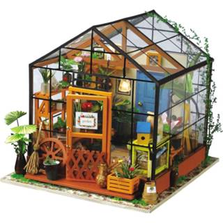 👉 Poppenhuis houten hout multikleur Robotime Cathy's Bloemenhuis Dg104 Diy - Modelbouw Met Led Licht 8718274546071