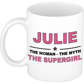 👉 Koffiemok multi keramiek vrouwen Namen / theebeker Julie The woman, myth supergirl 300 ml