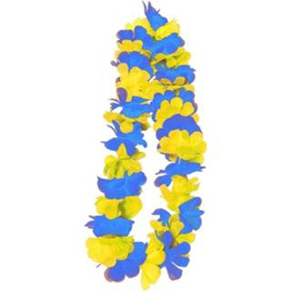 👉 Hawaii krans blauw geel polyester multikleur Krans/slinger Met 8719538857230