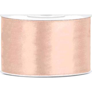 👉 Verpakkingsmateriaal One Size roze 1x Hobby/decoratie perzikkleurig satijnen sierlinten 3,8 cm/38 mm x 25 meter - Cadeaulint satijnlint/ribbon Perzikkleurige linten Hobbymateriaal benodigdheden Verpakkingsmaterialen 8720276142441