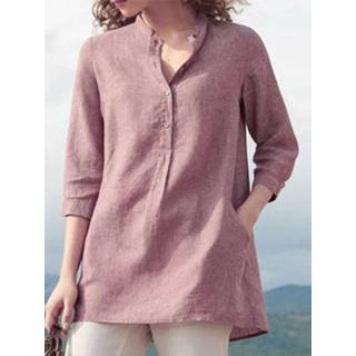 👉 Shirt s grijs Cotton|Linen polyester vrouwen s|m|l|xl|2xl|3xl|4xl|5xl zanzea V-neck Button Long Sleeve Casual Plus Size