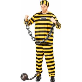 👉 Zwart/geel gevangene halloween / carnaval kostuum