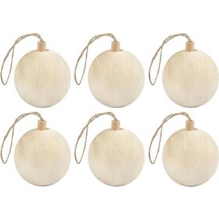 👉 Kerstbal hout active 6x Kerstballen hangdecoraties van licht 6,4 cm