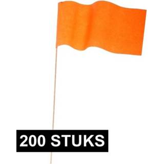 👉 Active oranje papier 200x zwaaivlaggetjes