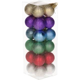 Kerstbal kunststof active pastel 24x Kleine gekleurde kerstballen van 3 cm