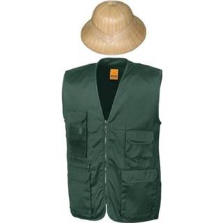 👉 Bodywarmer groen polyester volwassenen Safari explorer en helm voor