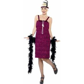 👉 Carnavalskleding bordeaux rode flapper girl franjes jurk verkleedkostuum voor dames