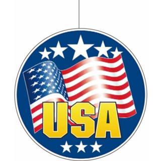 👉 USA/Amerikaanse vlag hangdecoratie 28 cm van karton