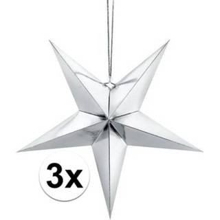👉 Zilveren active 3x sterren kerstdecoratie 45 cm