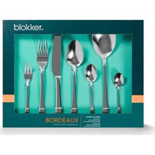 👉 Bestekset bordeaux RVS zilverkleurig Blokker - 38-delig 6 Persoons Glanzend 8718827195060