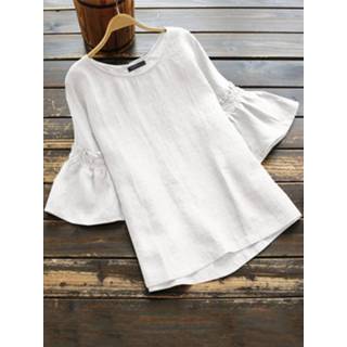 👉 Short sleeve Cotton|Polyester vrouwen s s|m|l|xl|2xl|3xl|4xl|5xl marine zanzea polyester Frill Blouse