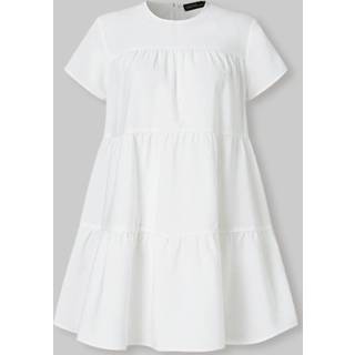 👉 Short sleeve polyester s vrouwen wit Solid Color O-neck Patchwork Casual Blouse For Women
