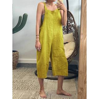 👉 Jumpsuit rood vrouwen m|l|xl|2xl|3xl|4xl|5xl cotton m Straps Solid Color Loose Plus Size