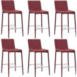 👉 Barkrukken 6 st kunstleer wijnrood