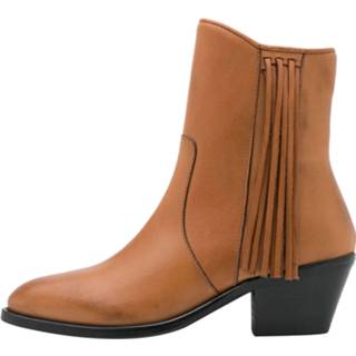 👉 Leather kant vrouwen bruin Y.A.S Frina boots biscuit/fringes 5715096998661