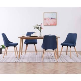 👉 Eetkamerstoel blauw stof active Eetkamerstoelen 4 st 8719883693149