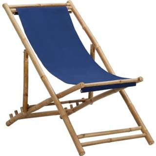 👉 Ligstoel marineblauw bamboe canvas active en 8720286135280
