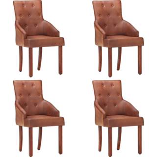 👉 Eetkamerstoel bruin active Eetkamerstoelen 4 st echt geitenleer 8720286155295
