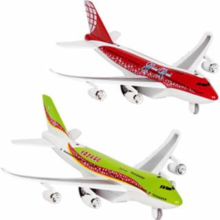 👉 Vliegtuig groen rood kinderen Speelgoed vliegtuigen setje van 2 stuks en 19 cm