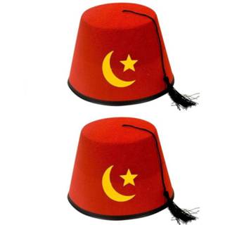 👉 Hoed vilt volwassenen 4x stuks turks fez verkleed hoedje van