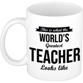 👉 Koffiemok active Worlds Greatest Teacher cadeau / theebeker voor leraar lerares 300 ml