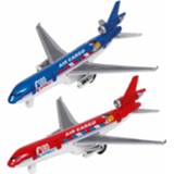 👉 Vliegtuig blauw rood kinderen Speelgoed vliegtuigen setje van 2 stuks en 19 cm