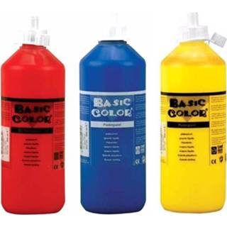 👉 Active Voordeel set van 3x kleuren plakkatverf waterbasis 500 ml