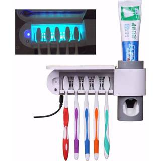 👉 Automatische tandpasta dispenser Dental UV Ultraviolet tandenborstel sterilisator opslag houder (wit)