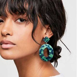 Oorbel groen acryl resin active kleding vrouwen Trend Oval Geometry Big Circle Dangle Oorbellen voor Dames