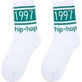 👉 Sock wit active 3 paar Street Beat Retro Hip Hop Simple Tube Socks Sports Skateboardsokken, Maat: One Size (Wit)