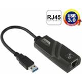 👉 Ethernetadapter zwart active USB 3.0 10/100 / 1000Mbps Ethernet-adapter voor laptops, Plug en Play (zwart) 6922973268451