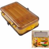 👉 Kunstaas geel grijs plastic active Draagbare buitendoos voor Doorzichtige dubbelzijdige opbergdoos, afmetingen: 18 x 10 5 cm (geel + grijs)