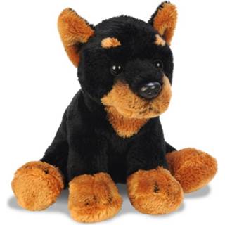 👉 Pluche bruin met zwarte doberman knuffel 13 cm - Dobermannen honden knuffels - Speelgoed voor kinderen