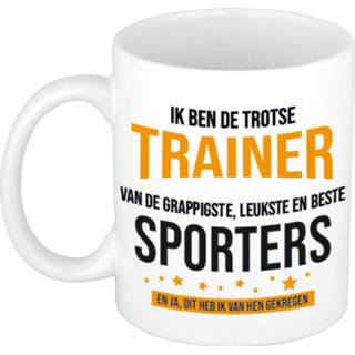 👉 Koffiemok active Trotse trainer sporters cadeau / theebeker 300 ml