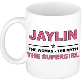 👉 Koffiemok multi keramiek vrouwen Namen / theebeker Jaylin The woman, myth supergirl 300 ml