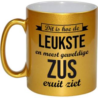 👉 Koffiemok gouden active leukste en meest geweldige zus cadeau / theebeker 330 ml