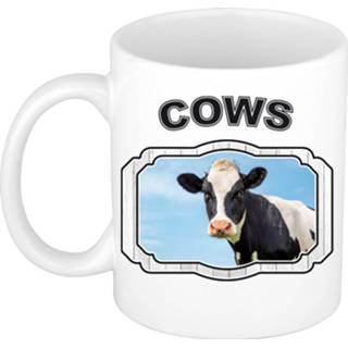 👉 Beker active wit Dieren koe - cows/ koeien mok 300 ml