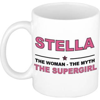 👉 Koffiemok multi keramiek vrouwen Namen / theebeker Stella The woman, myth supergirl 300 ml