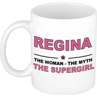 👉 Koffiemok multi keramiek vrouwen Namen / theebeker Regina The woman, myth supergirl 300 ml