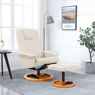 👉 Voetenbank kunstleer active Televisiefauteuil met voetenbankje draaibaar crème 8719883565781