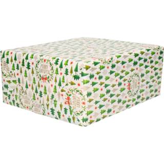 👉 Cadeau papier active wit 1x Rollen Kerst cadeaupapier/inpakpapier met mini Kerstboompjes print 200 x 70 cm