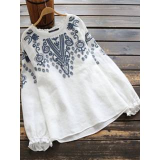 👉 Shirt cotton m|l|xl|2xl|3xl|4xl|5xl marine vrouwen m Embroidery Lace Long Sleeve Plus Size Vintage Blouse