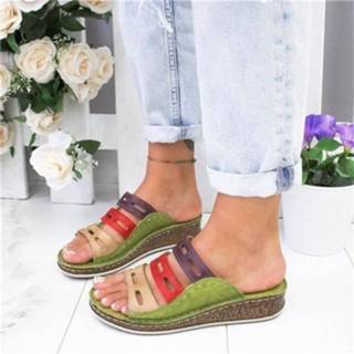 👉 Sandaal lostisy large vrouwen wit Retro Stitching Splicing Hollow Wedges Sandals