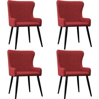 👉 Eetkamerstoelen 4 st stof bordeauxrood