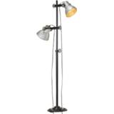 👉 Vloerlamp zilverkleurig gietijzer active met 2 lampenkappen E27 8720286024676