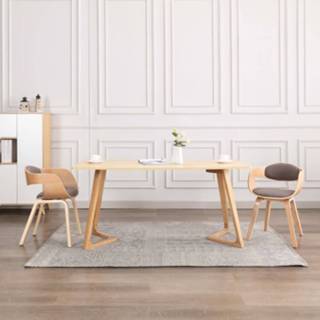 👉 Eetkamerstoel hout stof active Eetkamerstoelen 2 st gebogen en taupe 8719883795744