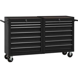 👉 Gereedschapswagen zwart staal active met 14 lades 8720286145012