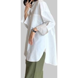 👉 Longshirt Cotton|Polyester zwart vrouwen s|m|l|xl|2xl|3xl|4xl|5xl s polyester Casual Lapel Button Plus Size Long Shirt