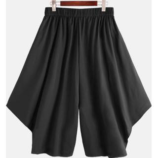 Broek zwart polyester XL male Mens Harem Pants Japanese Trousers Hakama Wide Leg Black