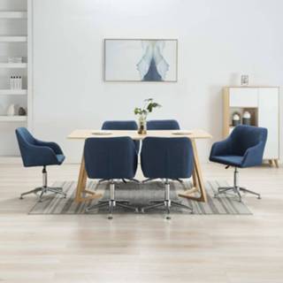 👉 Eetkamer stoel stof active blauw Eetkamerstoelen draaibaar 6 st